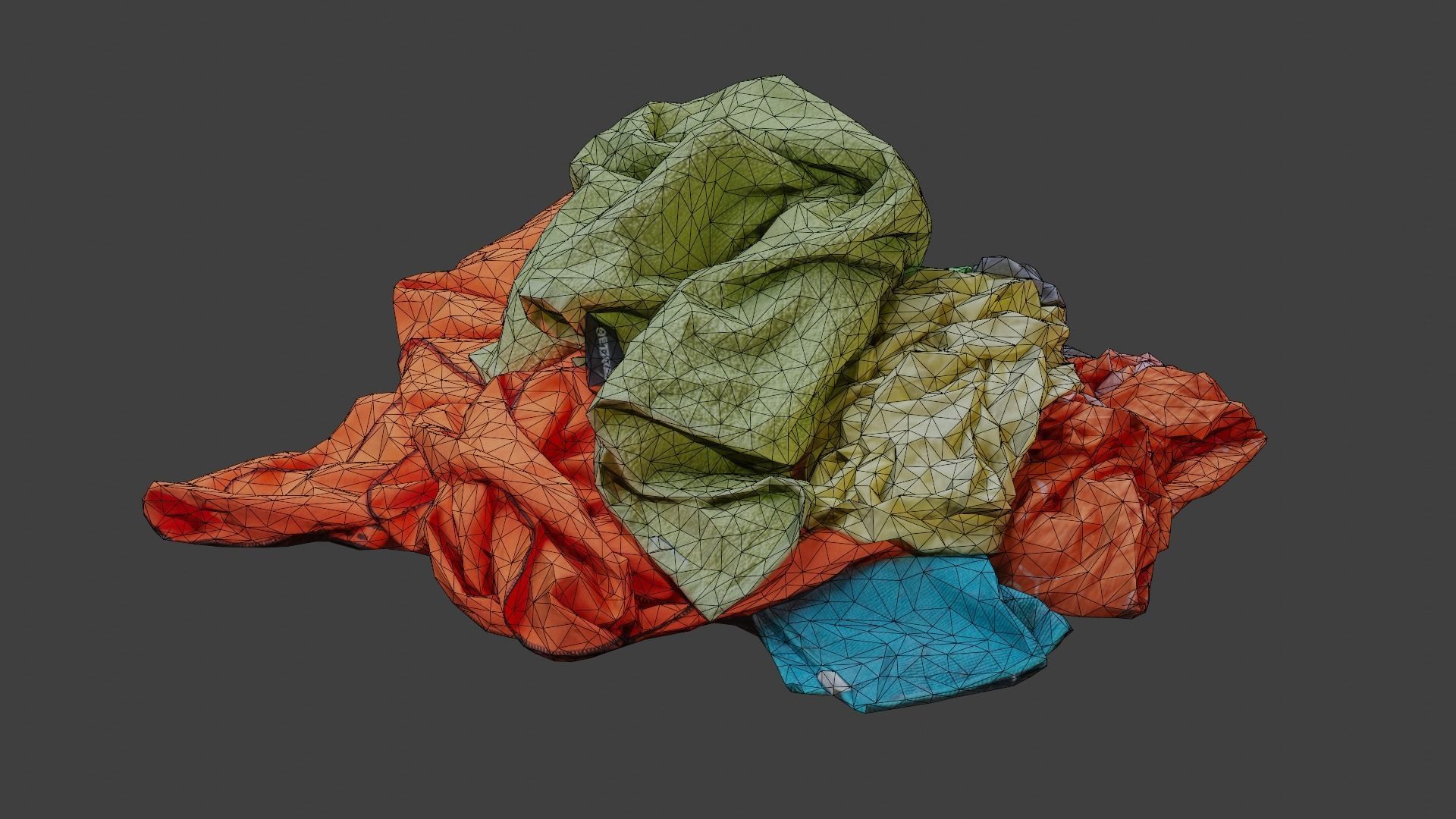 Pile of Clothes on the Ground Neon Color 3D Scanned Low-poly 3D model_8