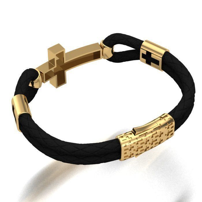 MEN LEATHER BRACELET 3D print model_2