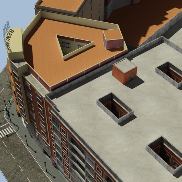 City Block Low-poly 3D model_18