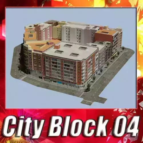City Block Low-poly 3D model