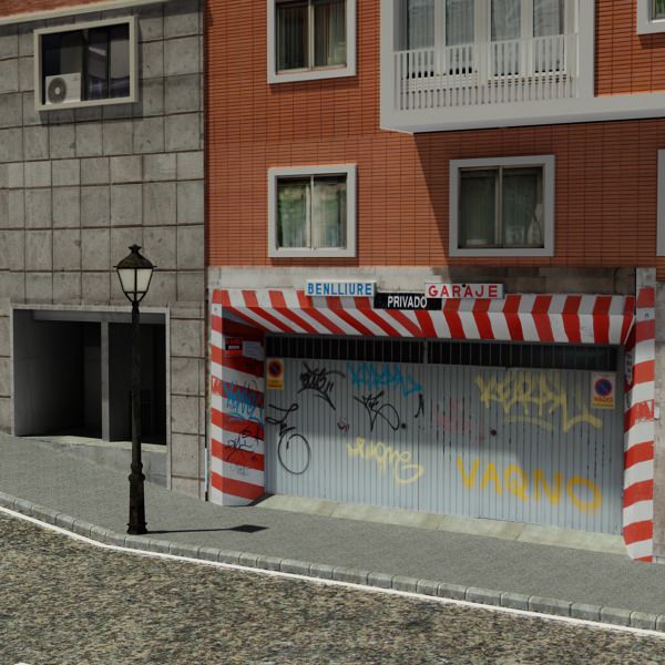 City Block Low-poly 3D model_9