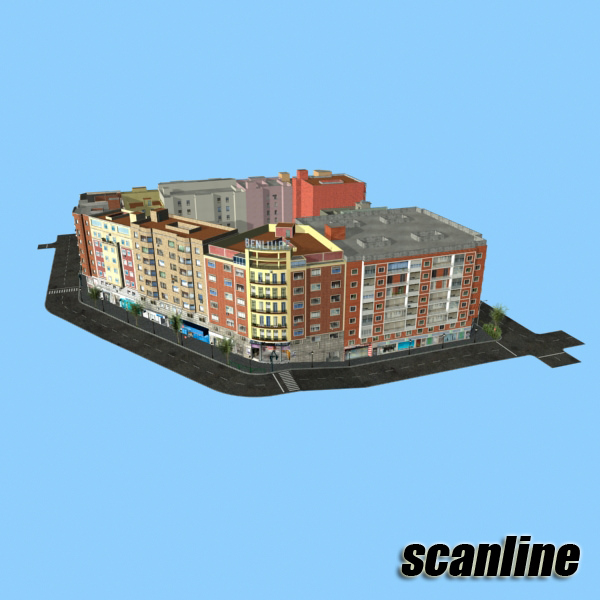 City Block Low-poly 3D model_25