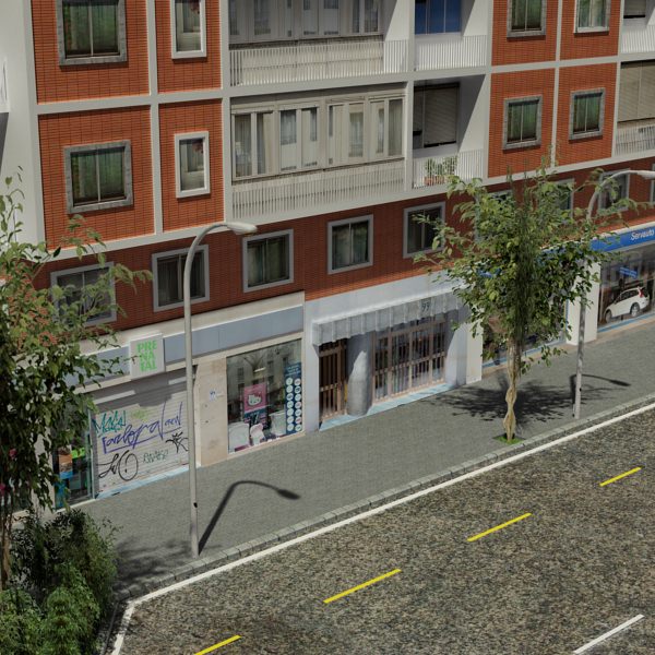 City Block Low-poly 3D model_10