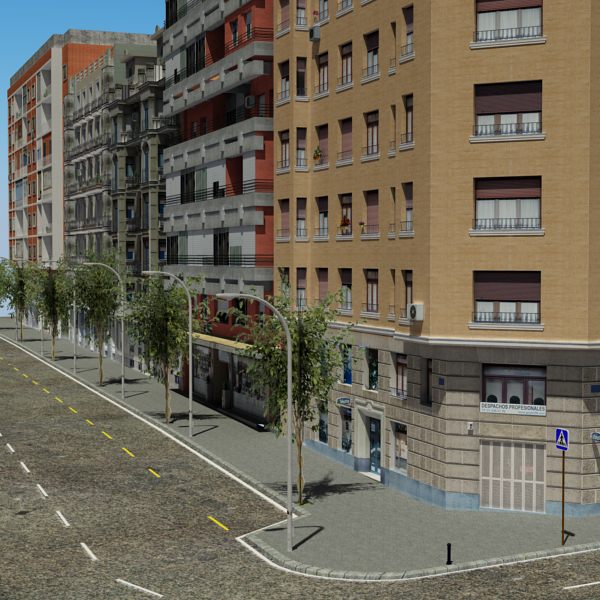 City Block Low-poly 3D model_5