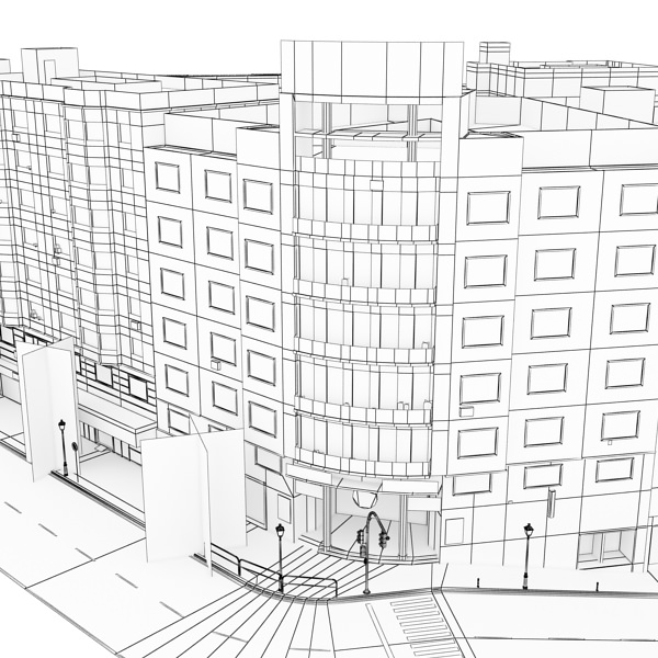 City Block Low-poly 3D model_32