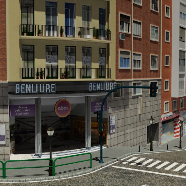 City Block Low-poly 3D model_8