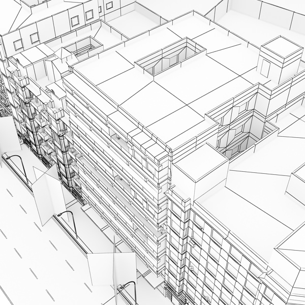 City Block Low-poly 3D model_35