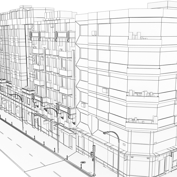 City Block Low-poly 3D model_34