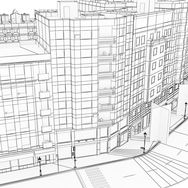 City Block Low-poly 3D model_33