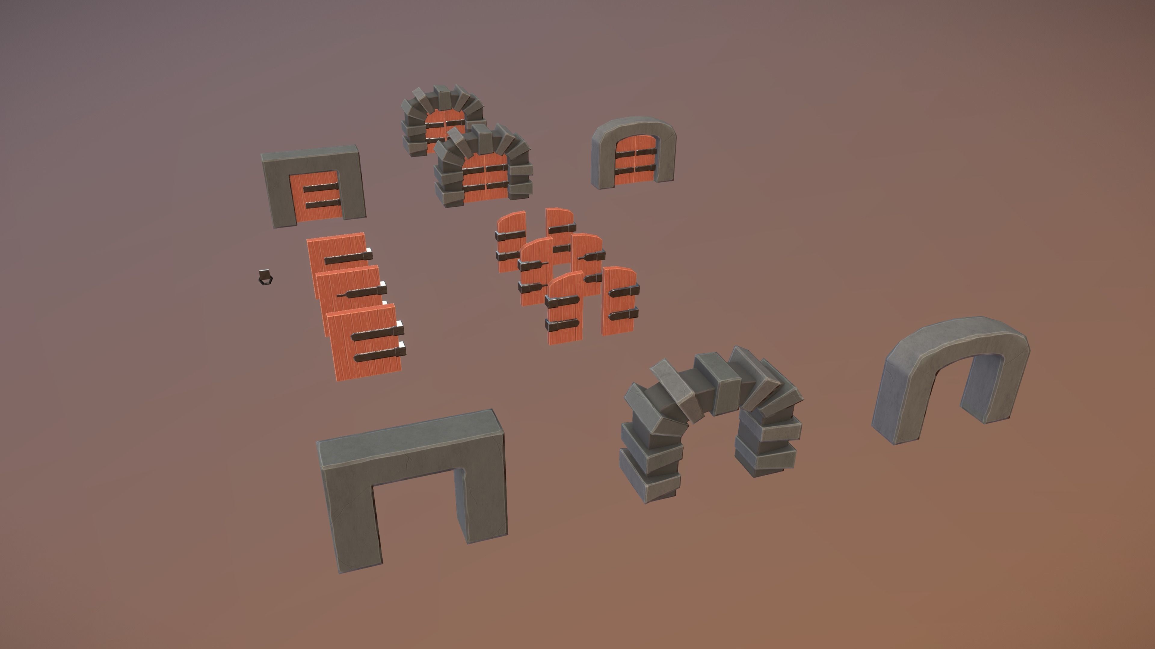 Stylized PBR Door Pack Low-poly 3D model_14