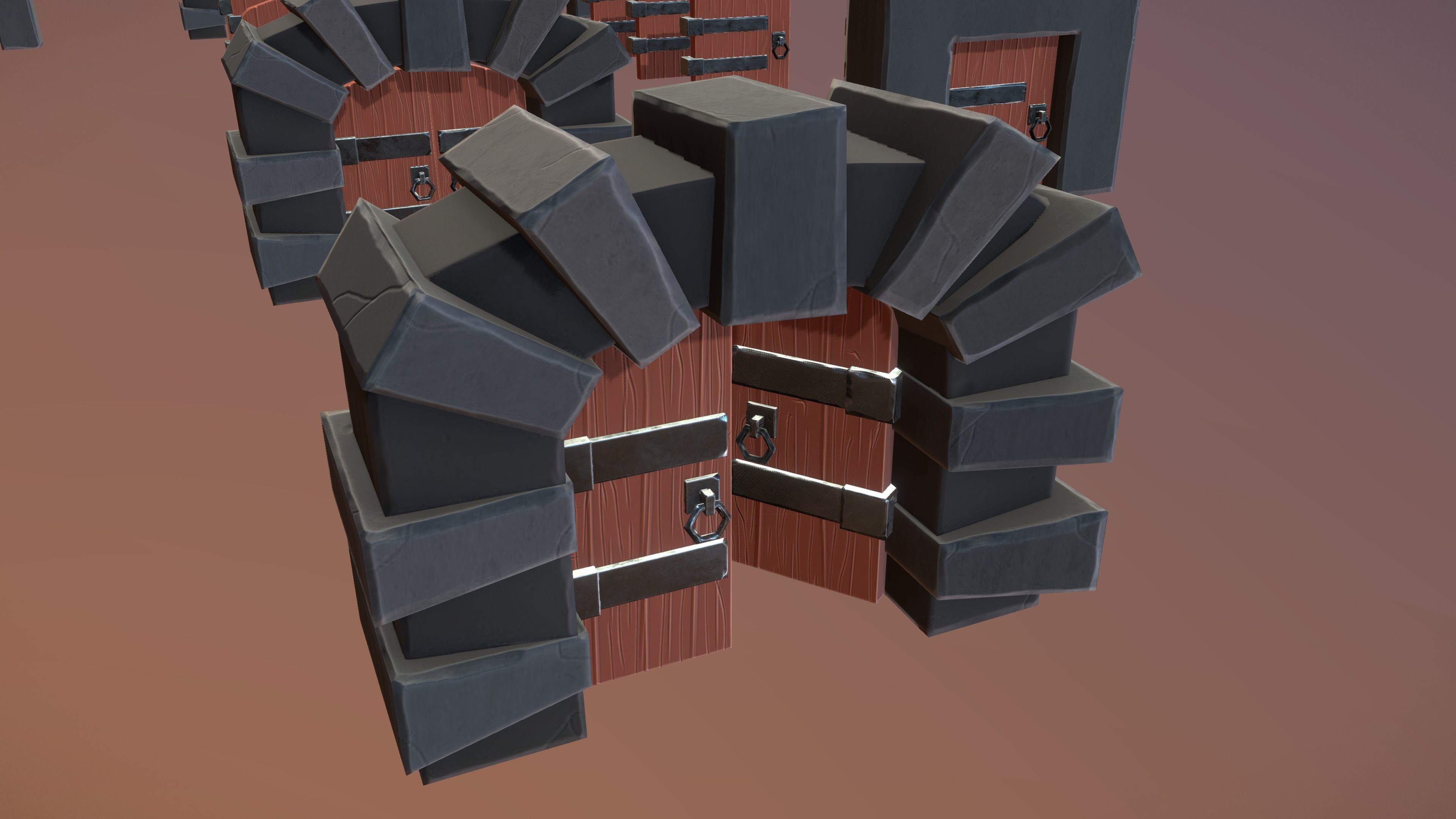 Stylized PBR Door Pack Low-poly 3D model_1