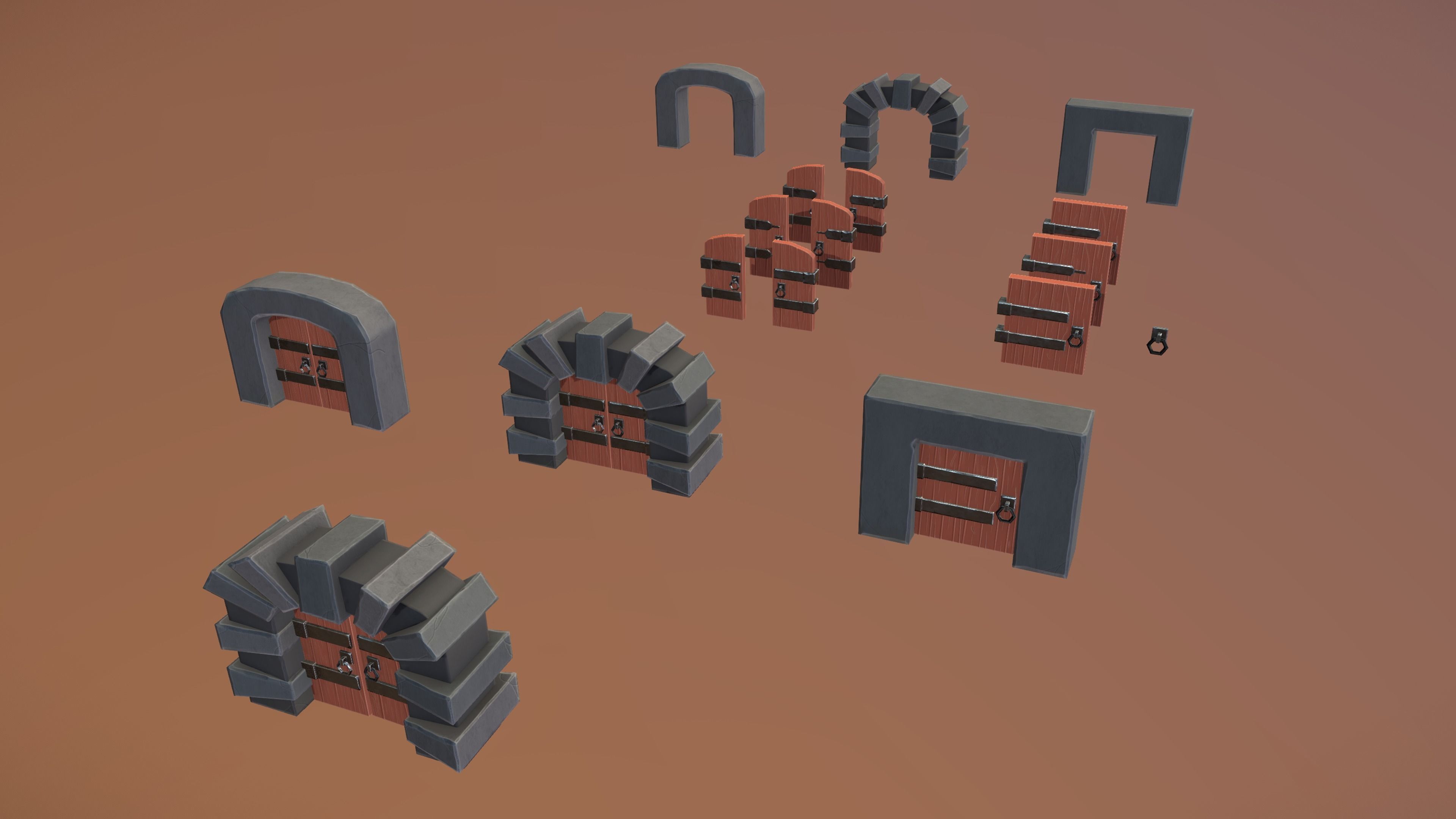 Stylized PBR Door Pack Low-poly 3D model_7