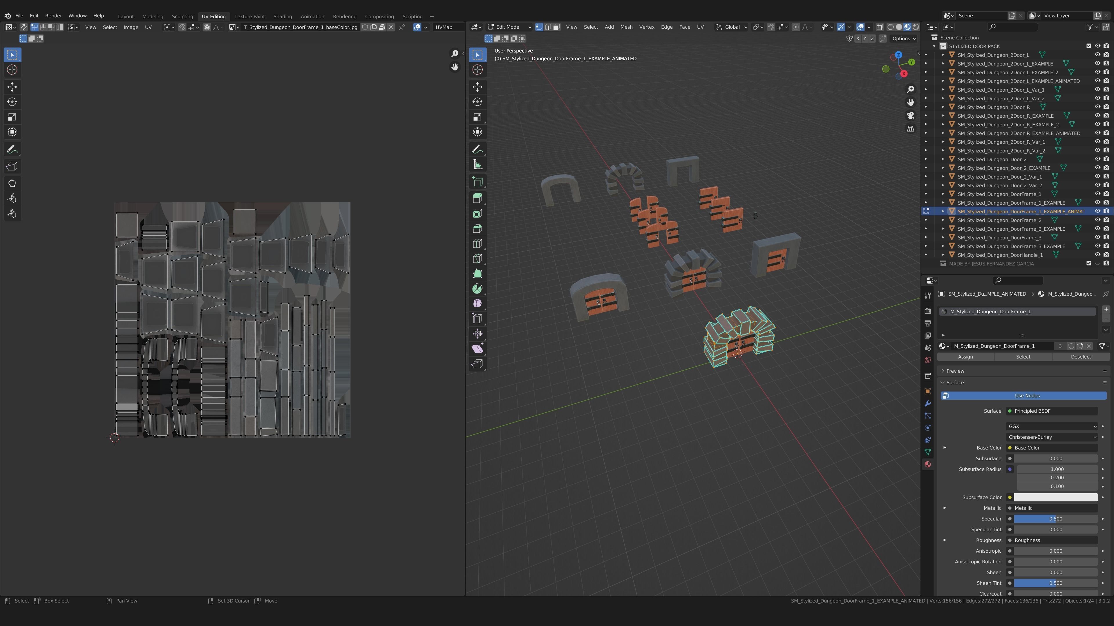 Stylized PBR Door Pack Low-poly 3D model_6