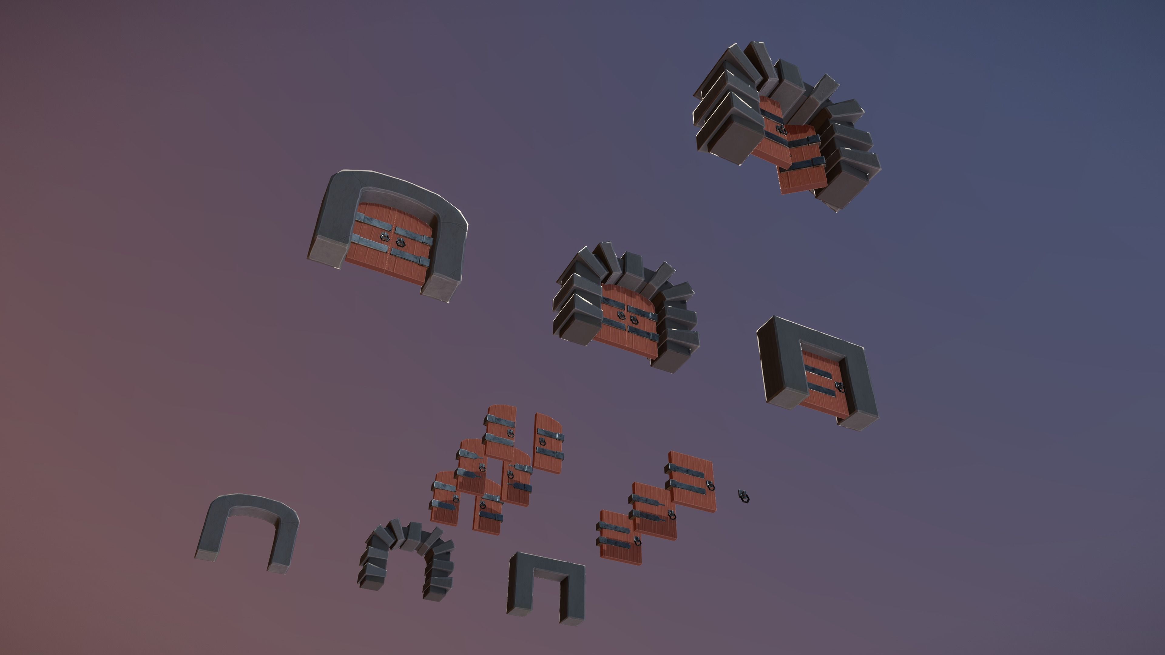 Stylized PBR Door Pack Low-poly 3D model_15