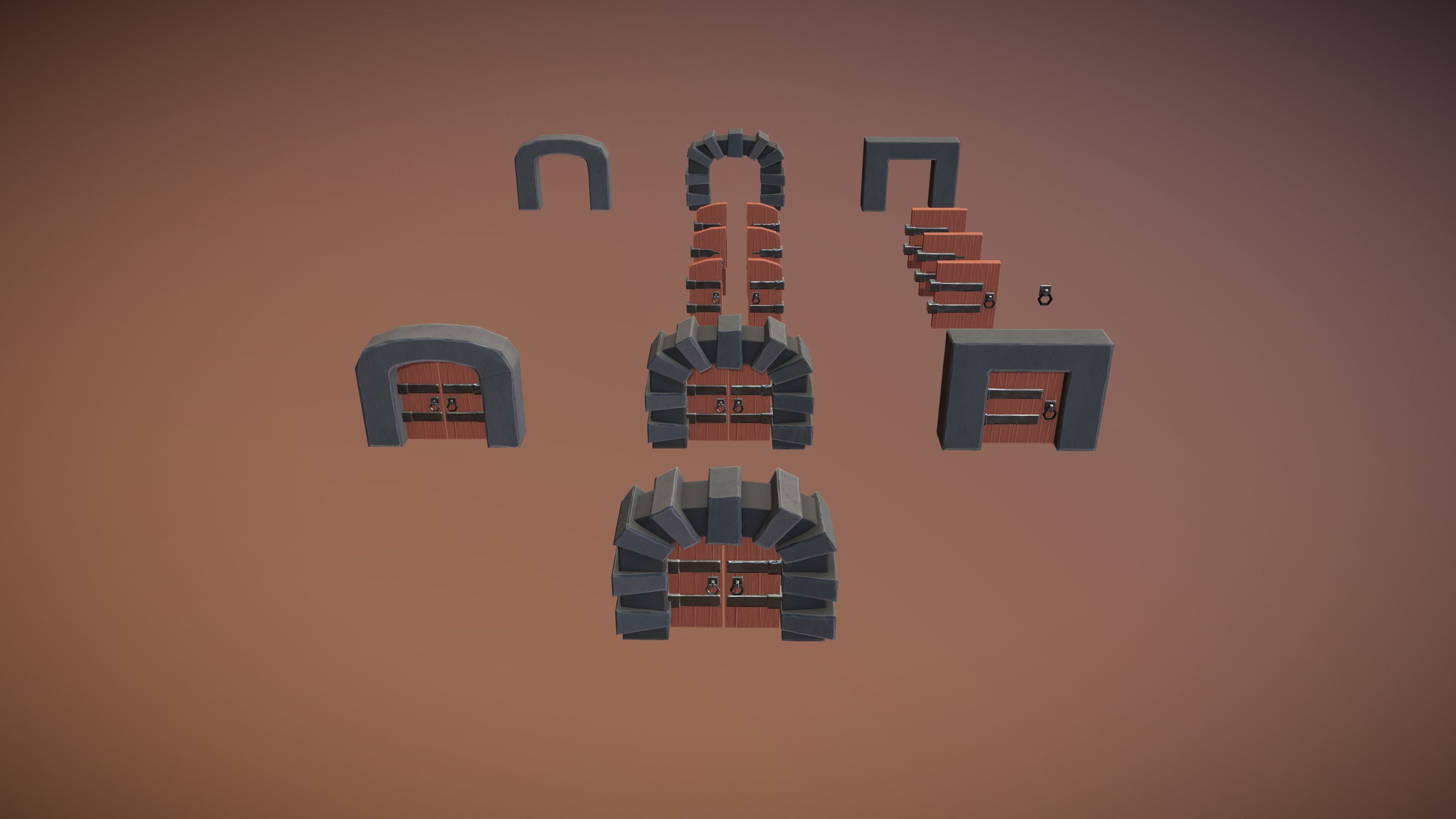 Stylized PBR Door Pack Low-poly 3D model_2