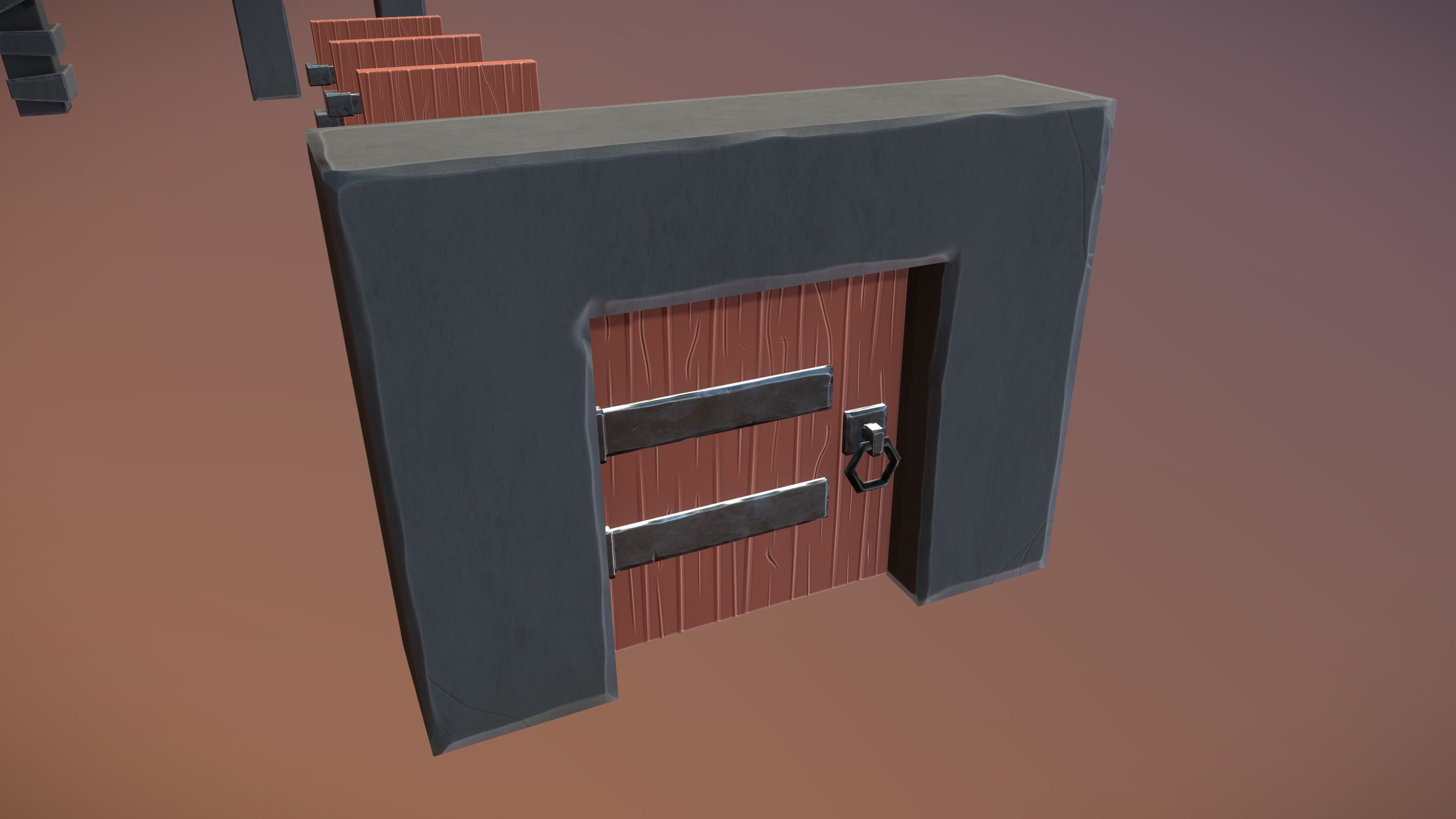 Stylized PBR Door Pack Low-poly 3D model_11