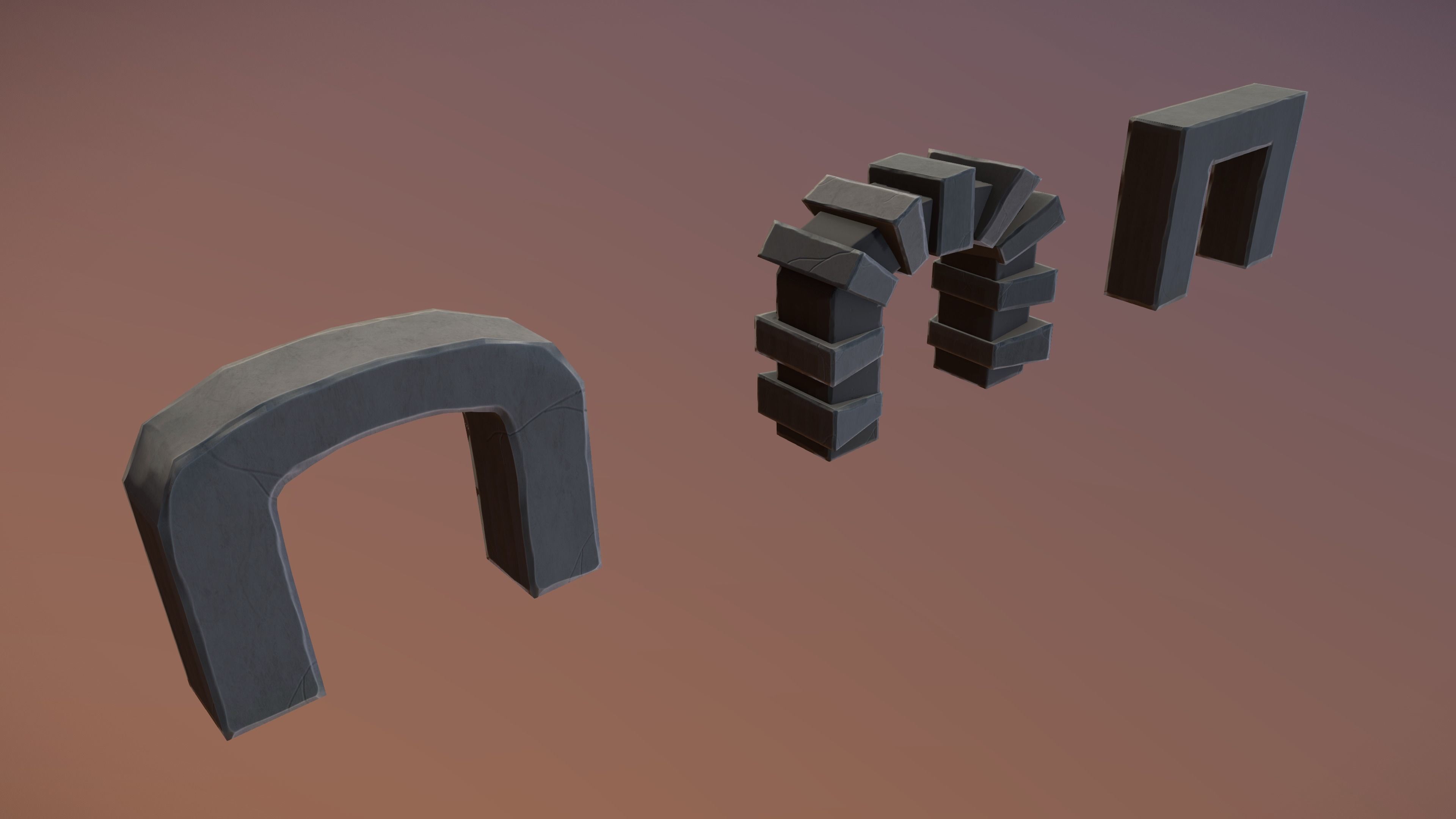 Stylized PBR Door Pack Low-poly 3D model_13