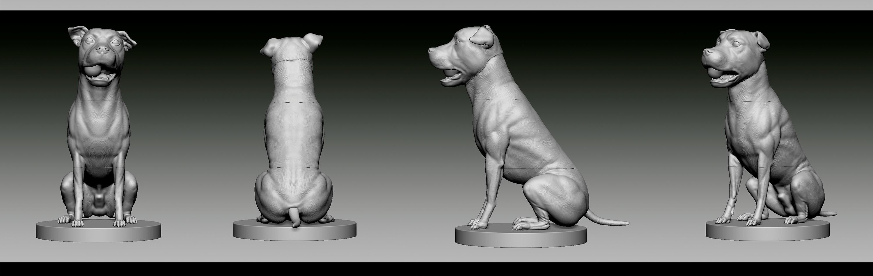 Pitbull - Dog Pet 01 3D print model_4