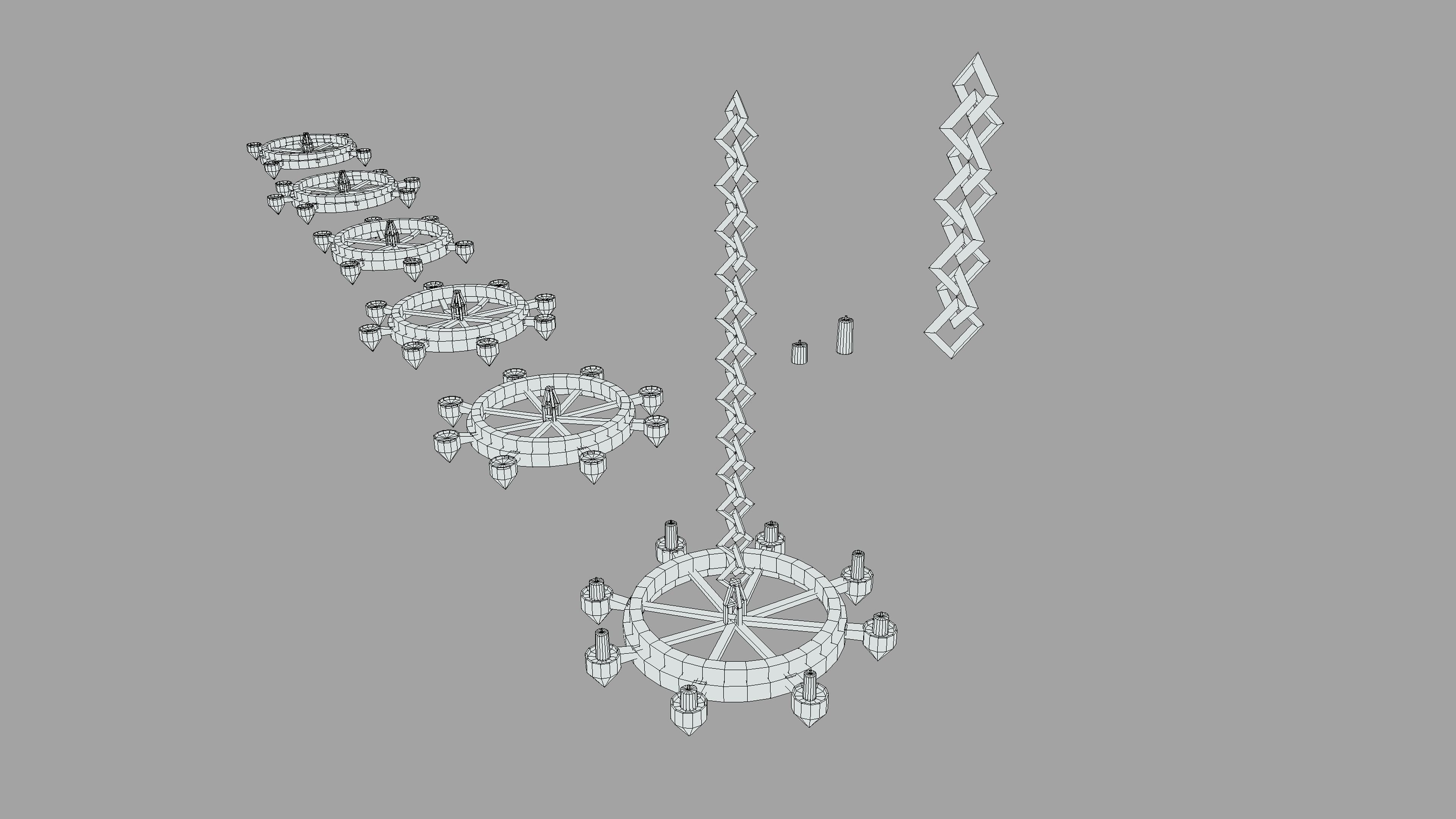 Stylized PBR Chandelier Pack Low-poly 3D model_4