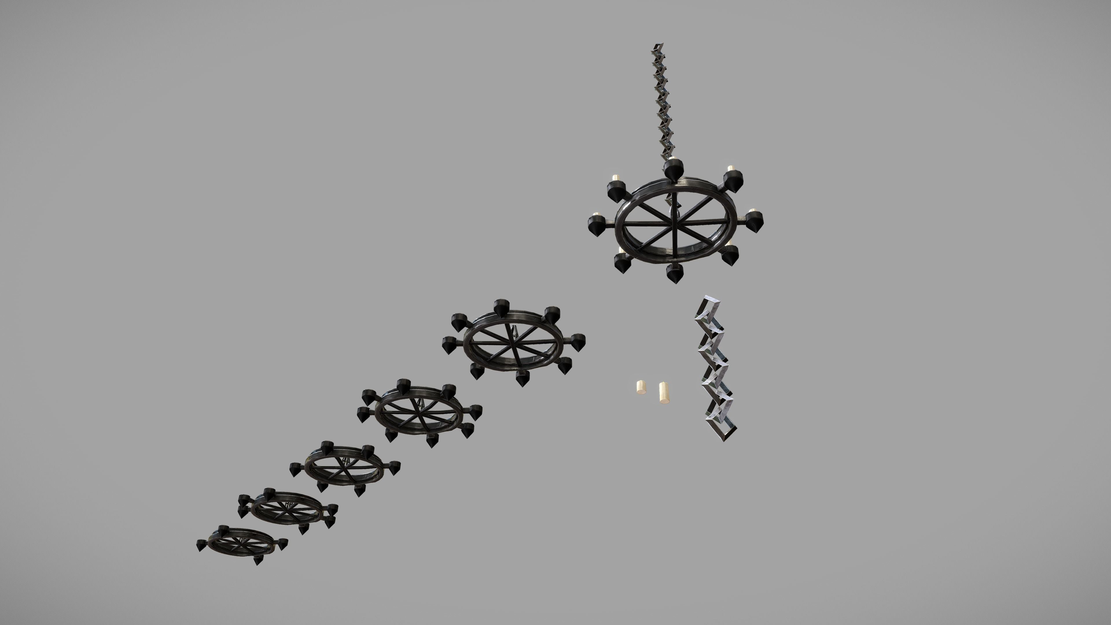 Stylized PBR Chandelier Pack Low-poly 3D model_8