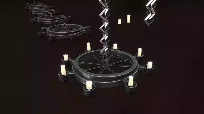 Stylized PBR Chandelier Pack Low-poly 3D model