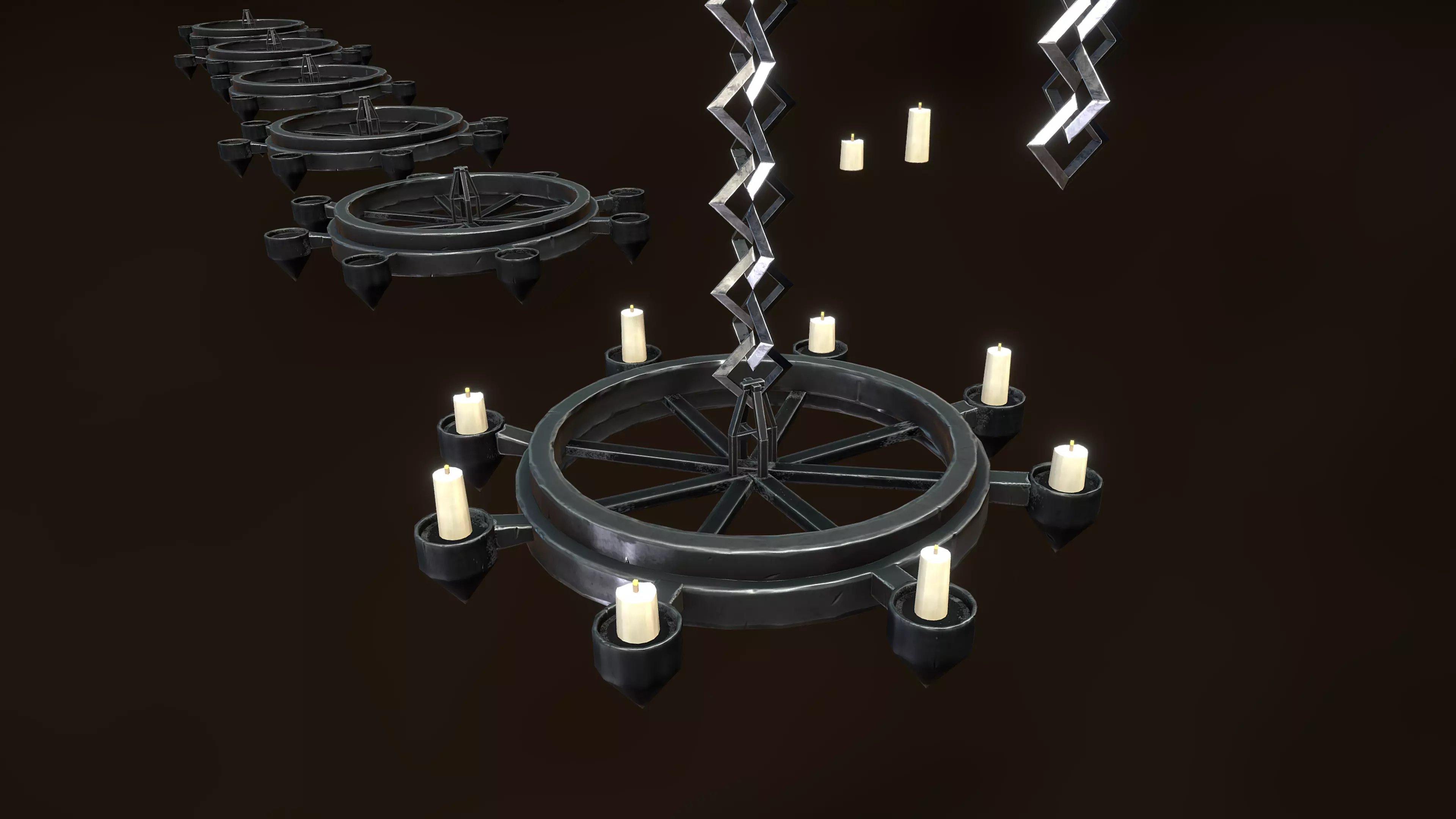 Stylized PBR Chandelier Pack Low-poly 3D model_0