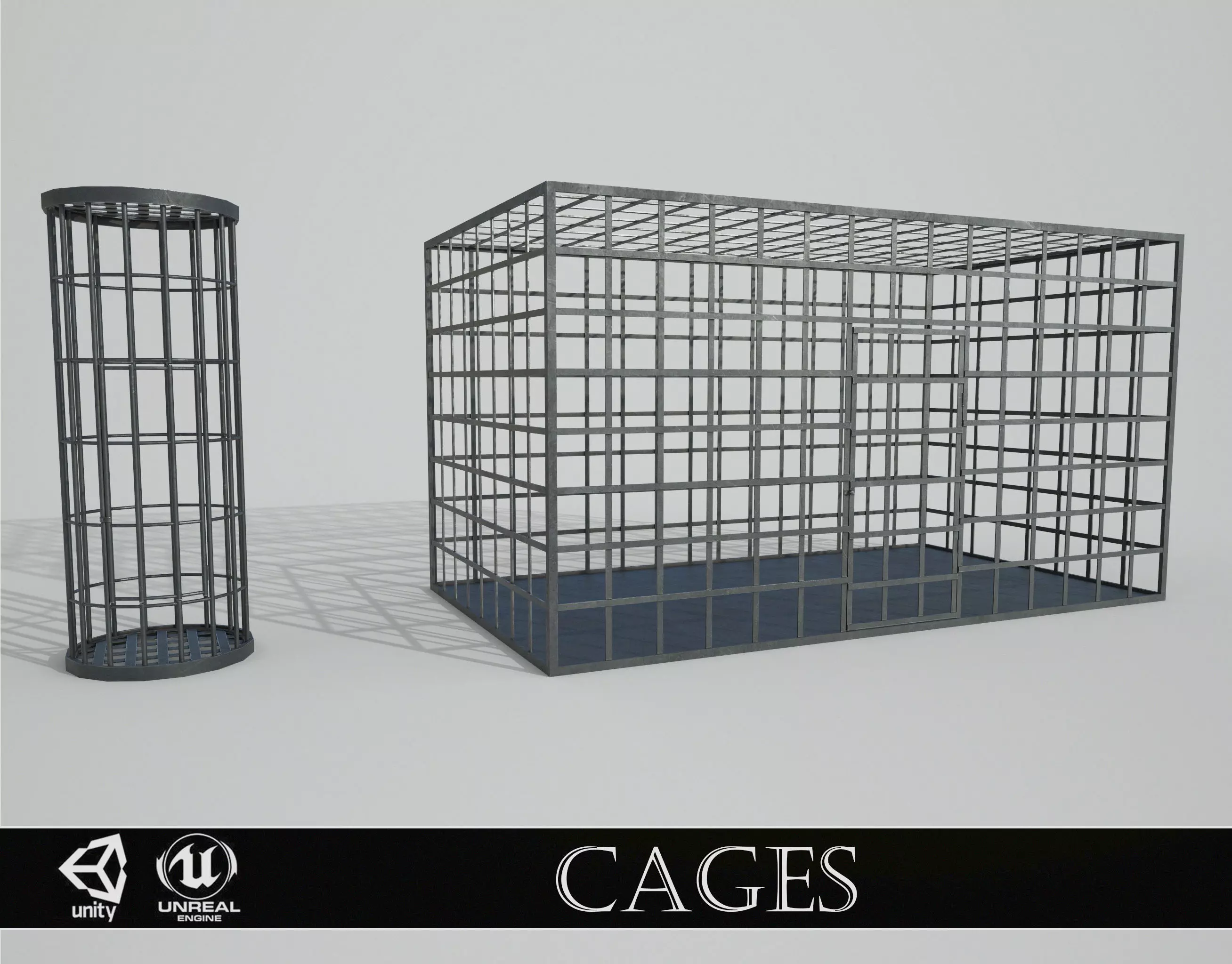 Medieval Iron Cages Low-poly 3D model_0