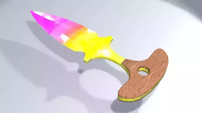 Stylized push dagger Weapon with gradient PBR low poly 