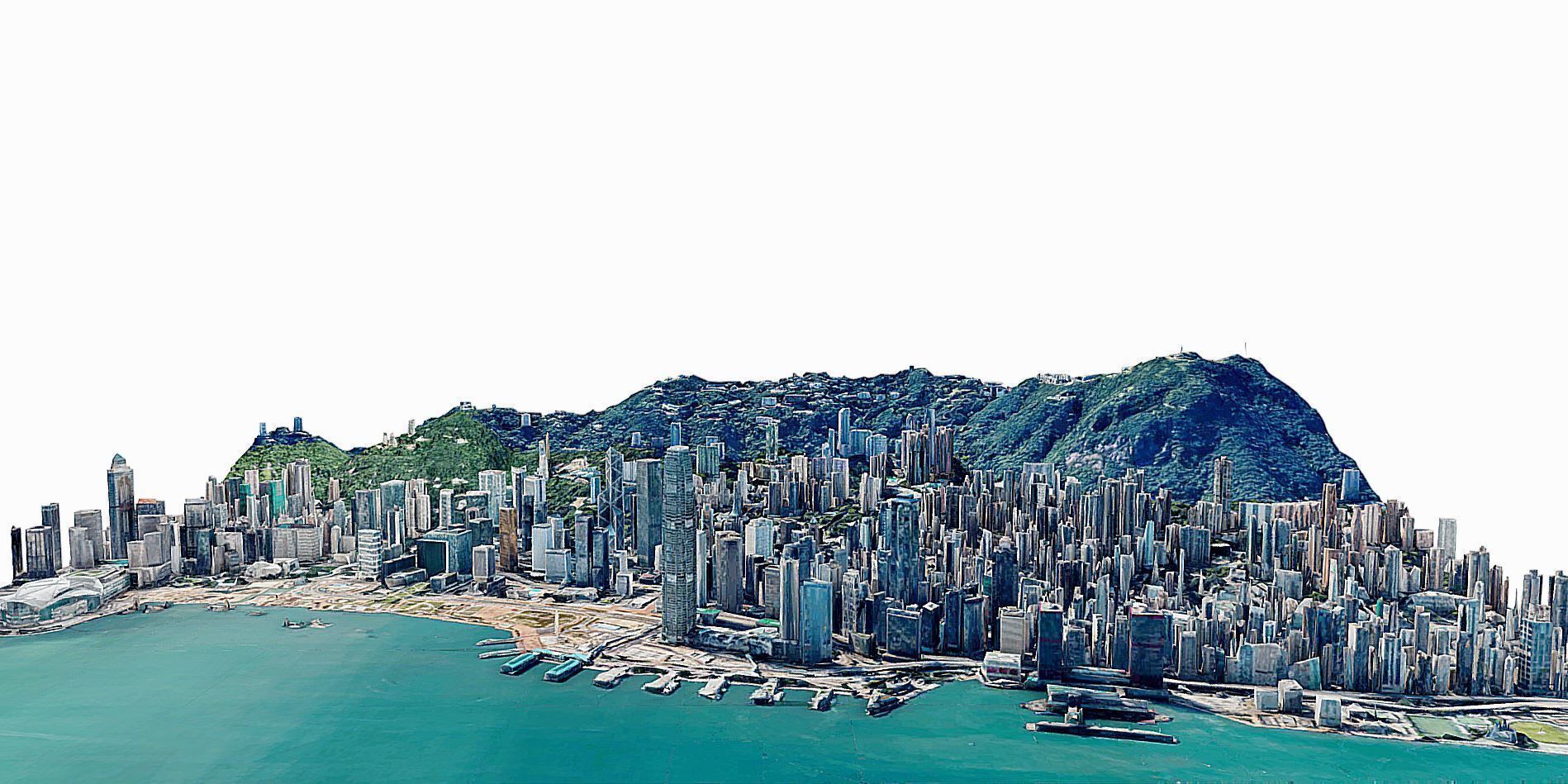 Hong Kong Skyscraper- city Low-poly 3D model_1