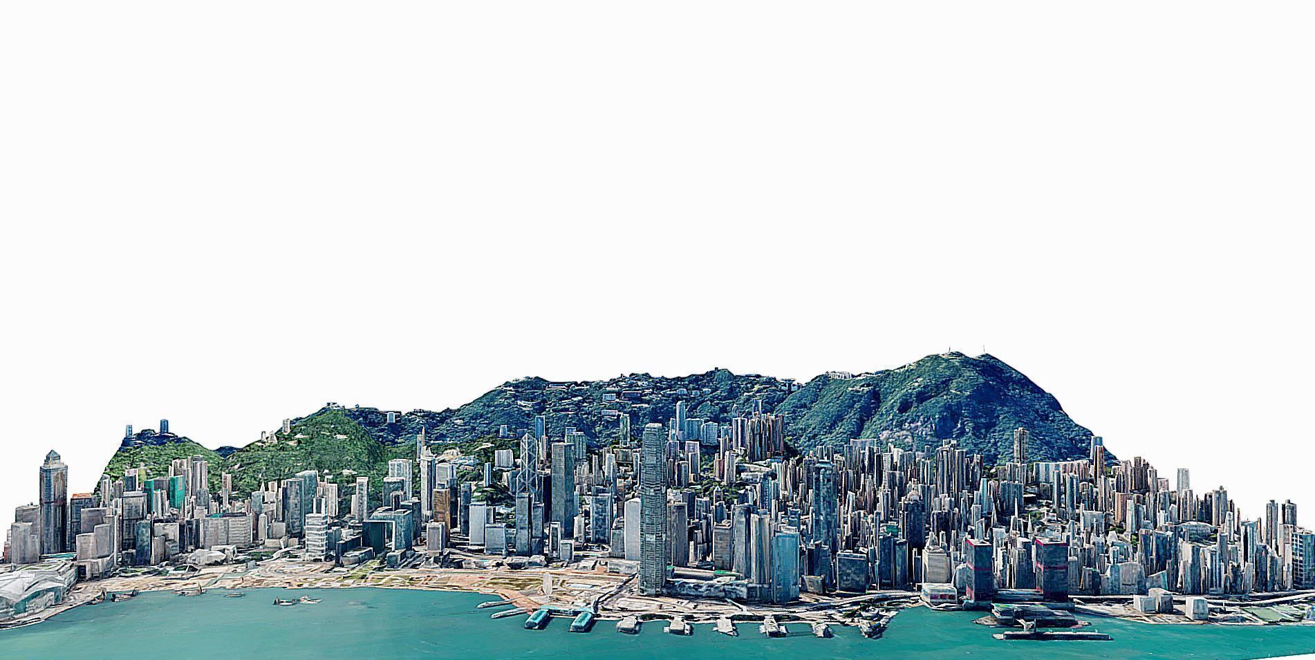 Hong Kong Skyscraper- city Low-poly 3D model_2