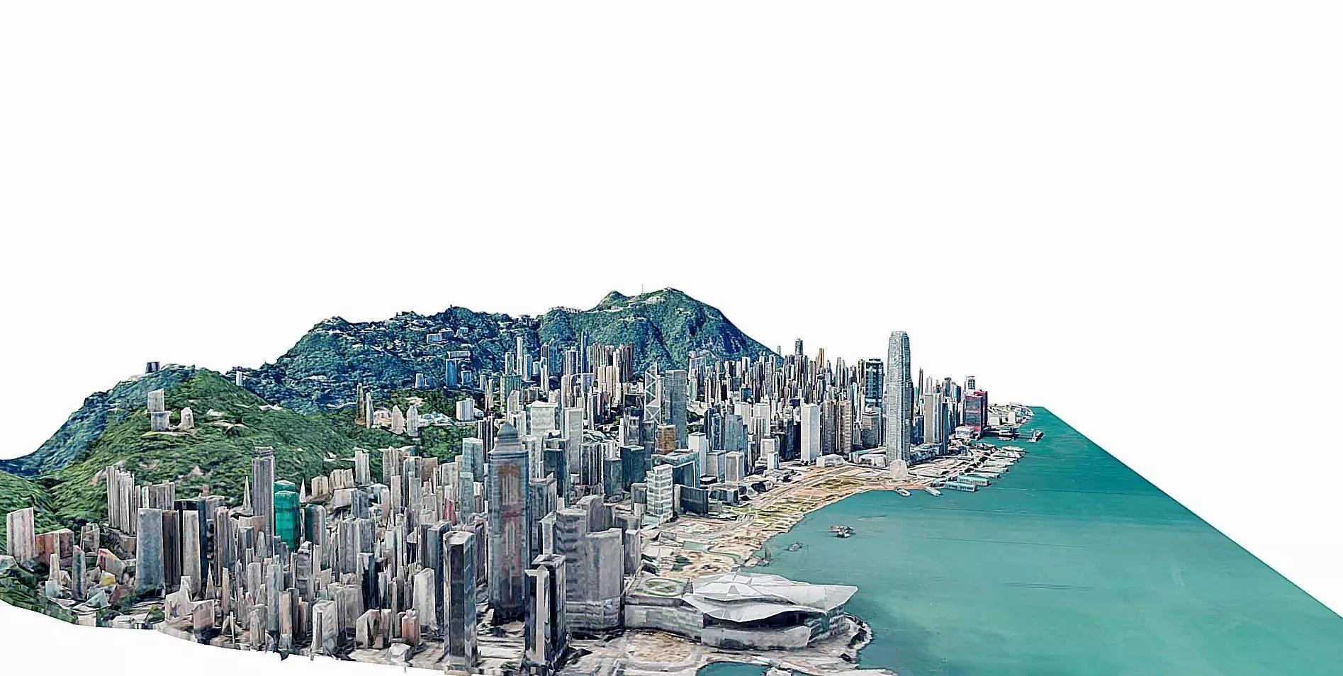 Hong Kong Skyscraper- city Low-poly 3D model_0