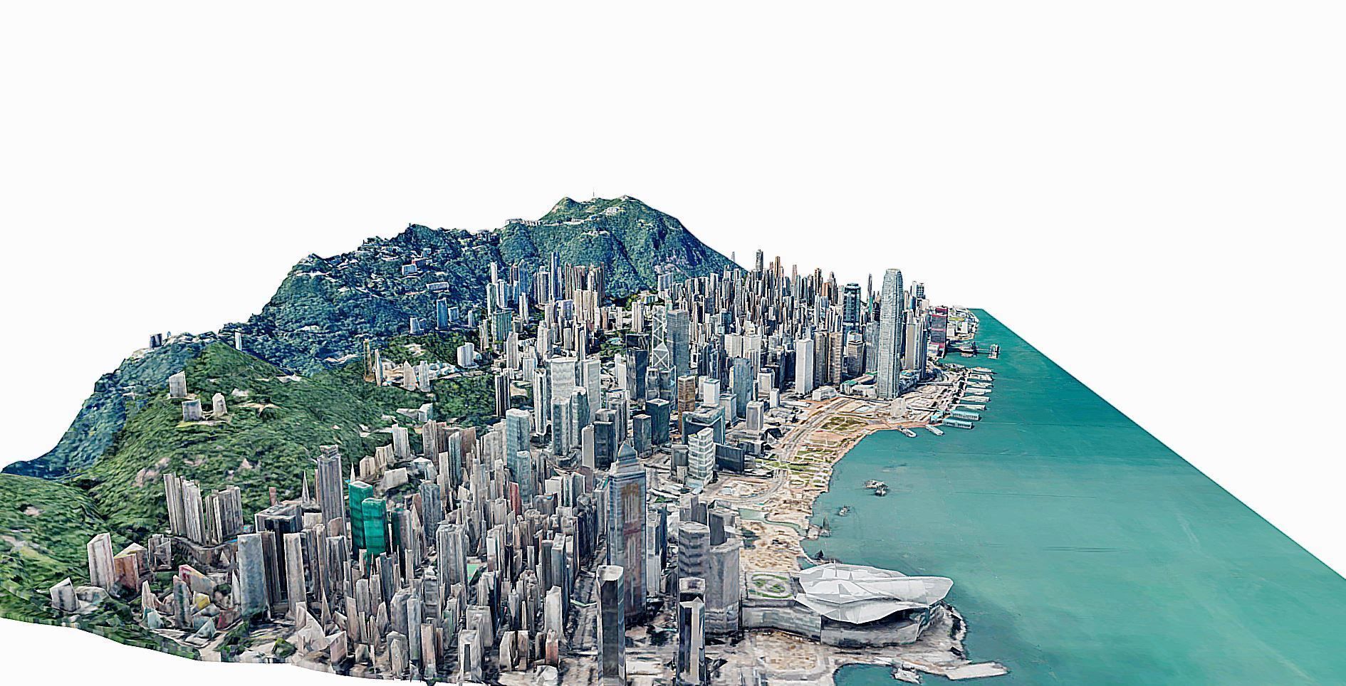 Hong Kong Skyscraper- city Low-poly 3D model_3