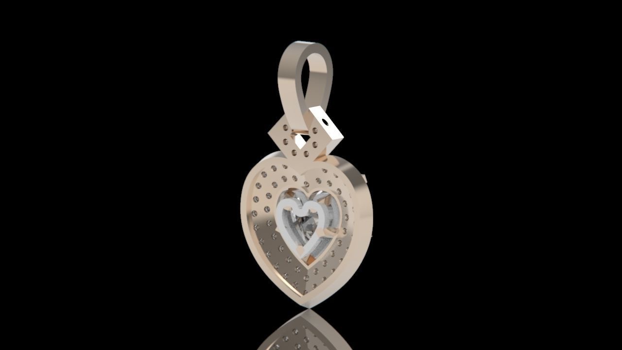 pendant heart with stones 3D print model_12