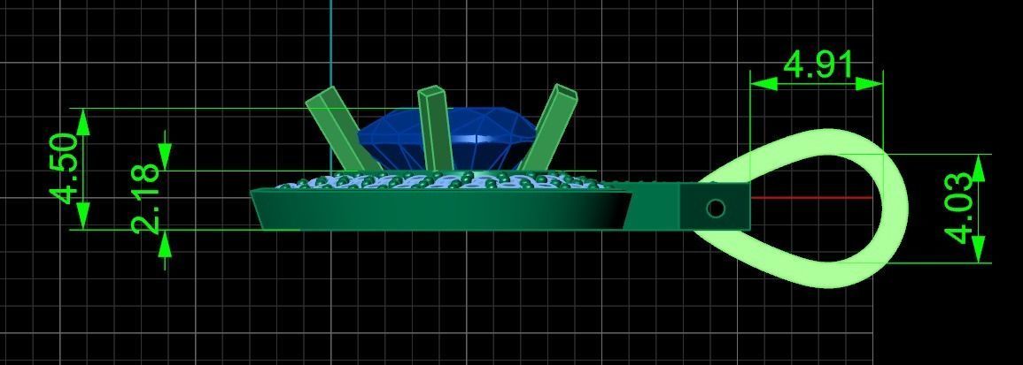 pendant heart with stones 3D print model_17