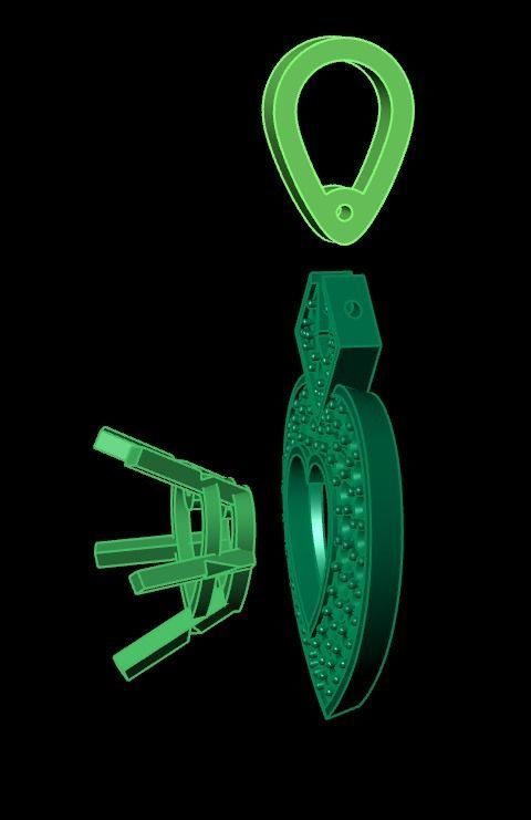 pendant heart with stones 3D print model_22
