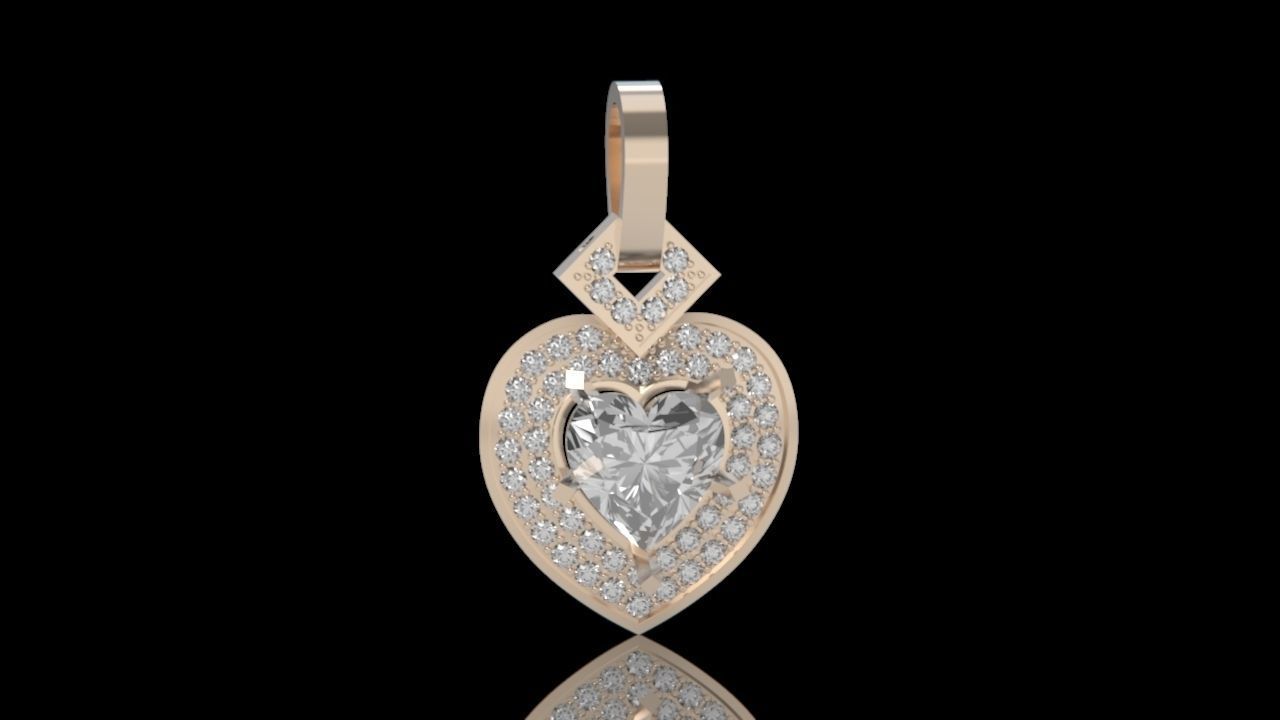 pendant heart with stones 3D print model_9