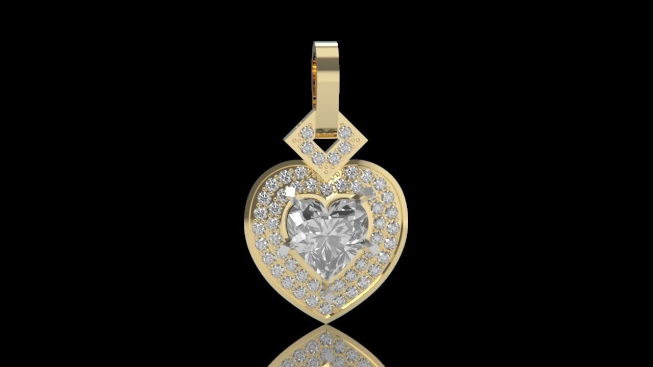 pendant heart with stones 3D print model_13