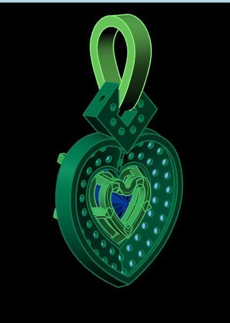 pendant heart with stones 3D print model_20