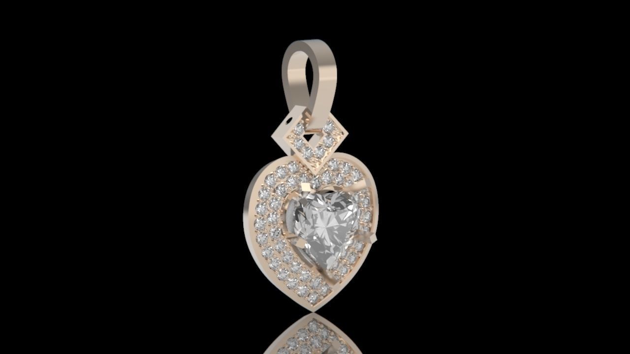 pendant heart with stones 3D print model_11