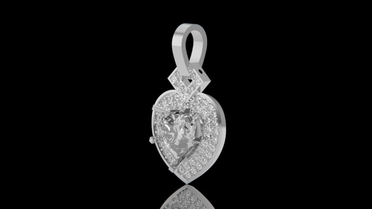 pendant heart with stones 3D print model_4