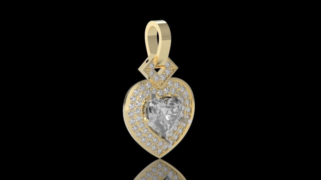 pendant heart with stones 3D print model_15