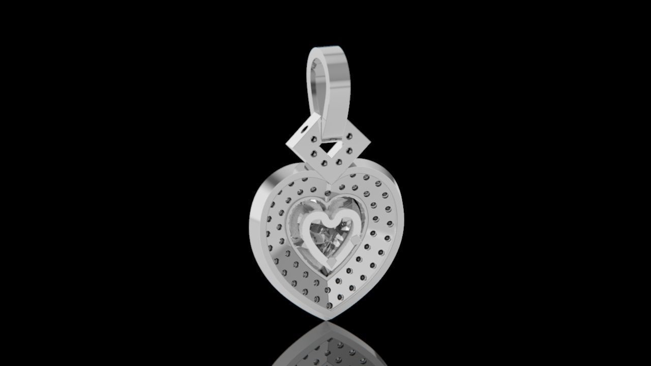 pendant heart with stones 3D print model_8