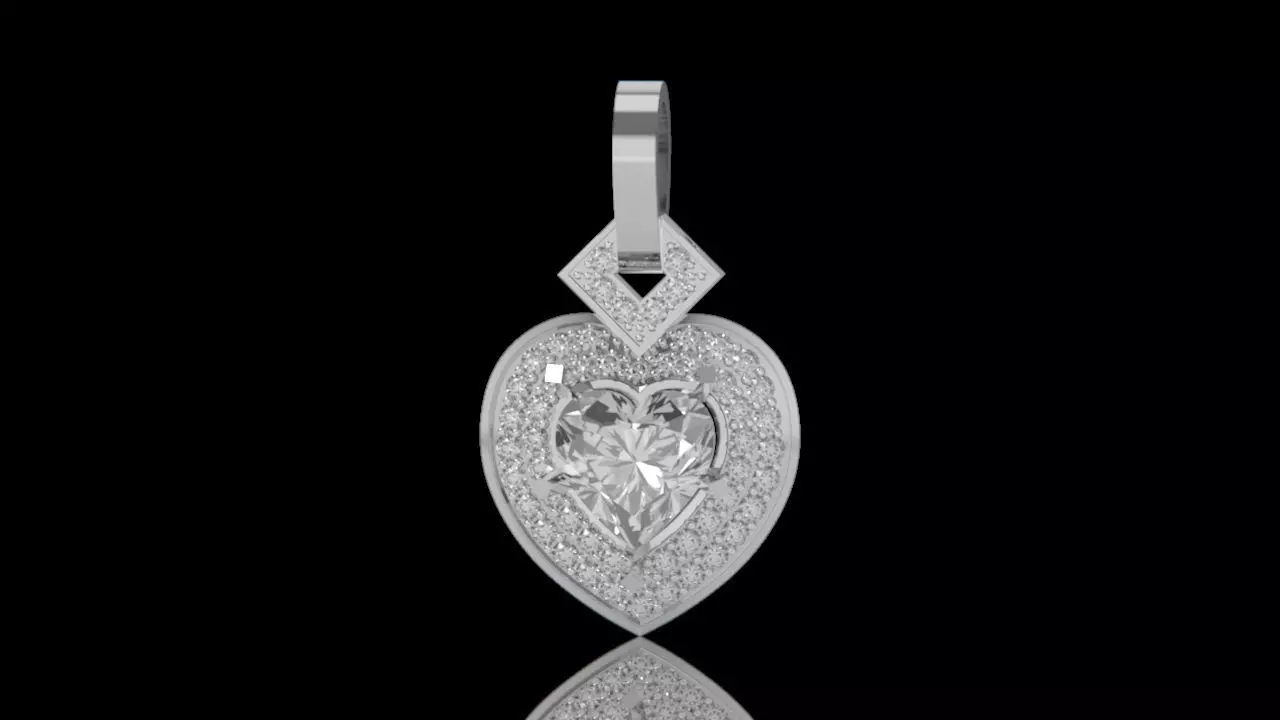 pendant heart with stones 3D print model_0