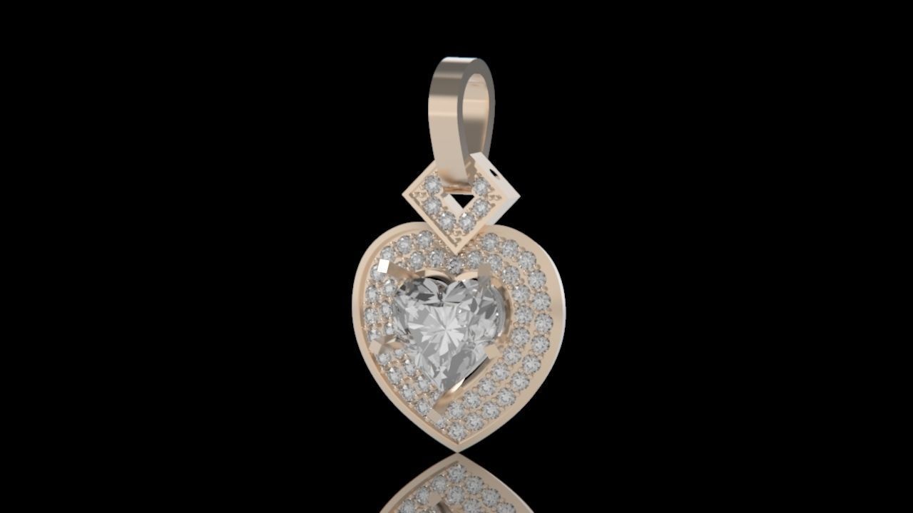 pendant heart with stones 3D print model_10