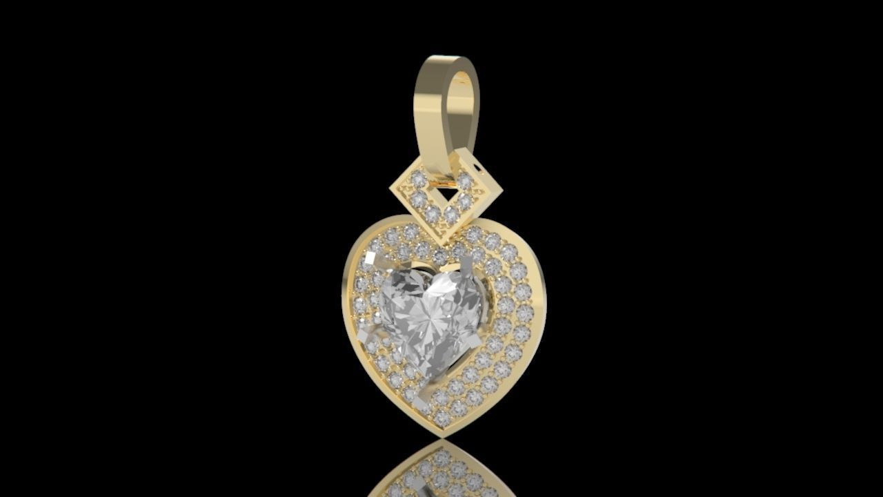 pendant heart with stones 3D print model_14