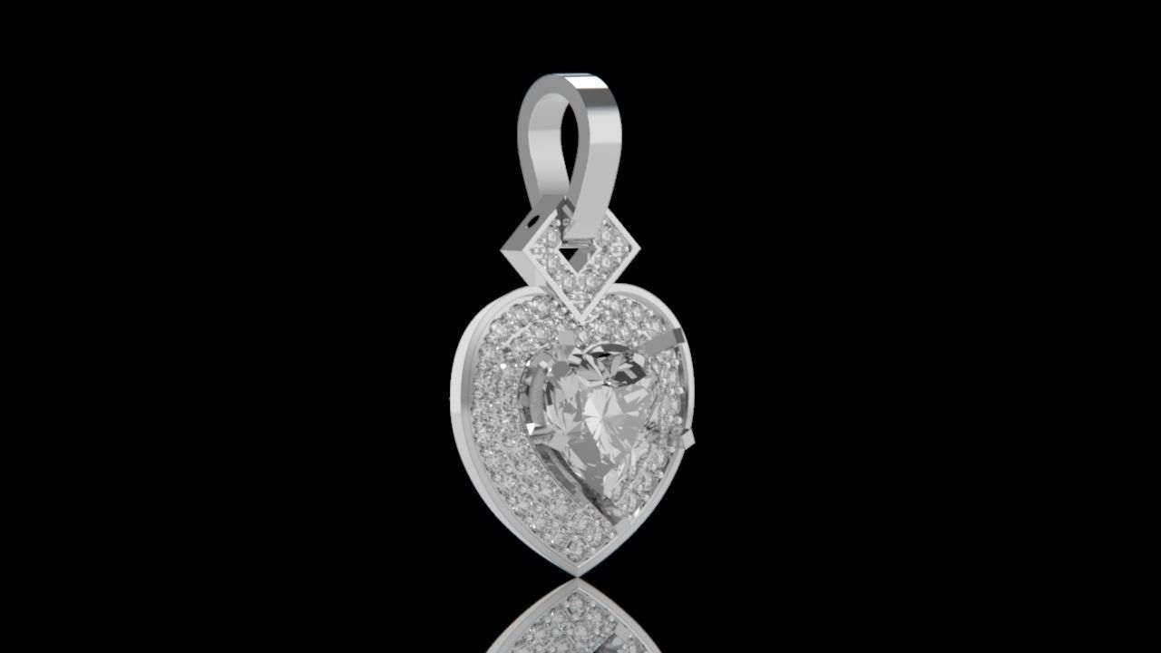 pendant heart with stones 3D print model_7