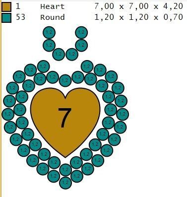 pendant heart with stones 3D print model_3