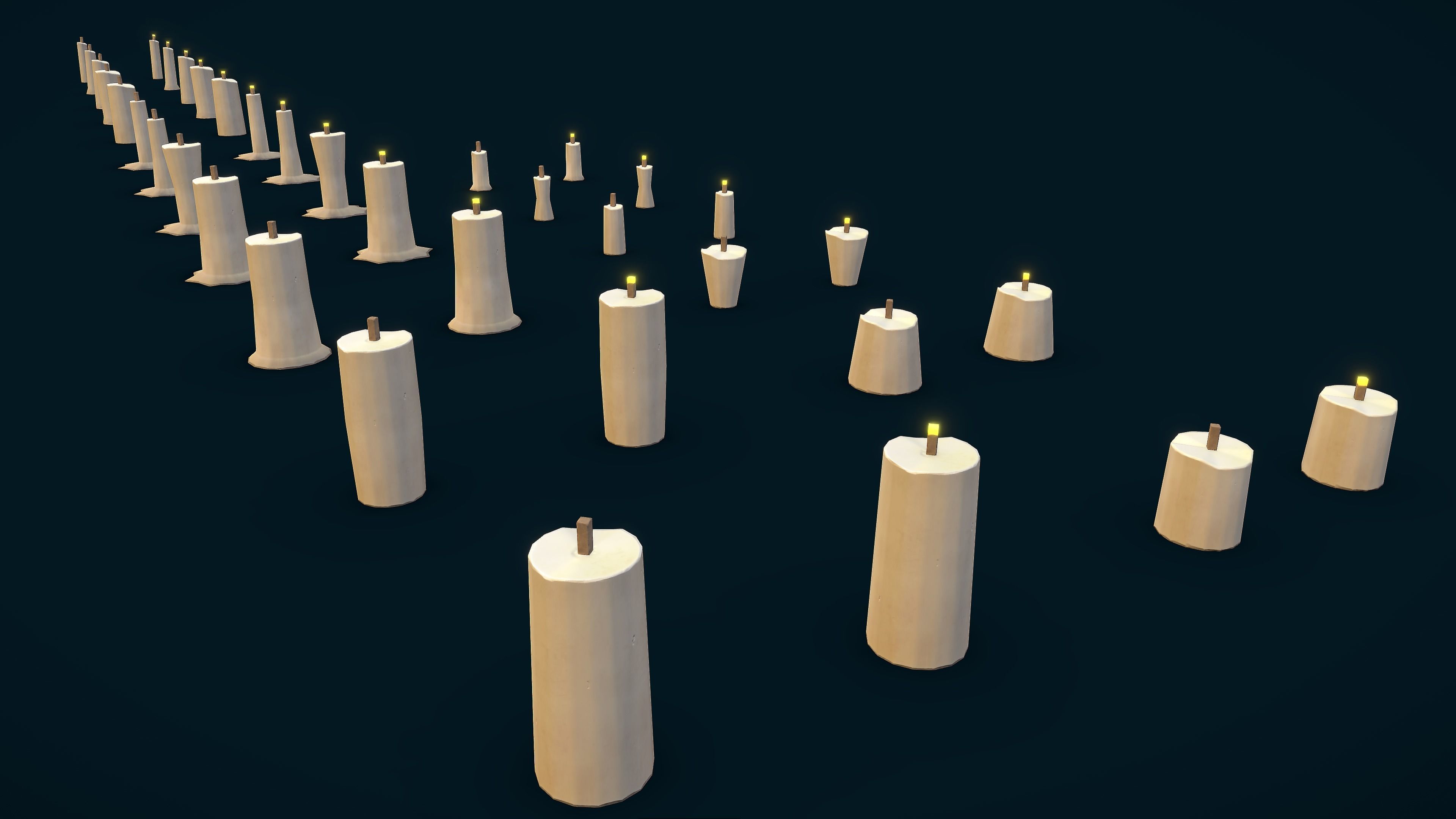 Stylized PBR Candles Pack Low-poly 3D model_6