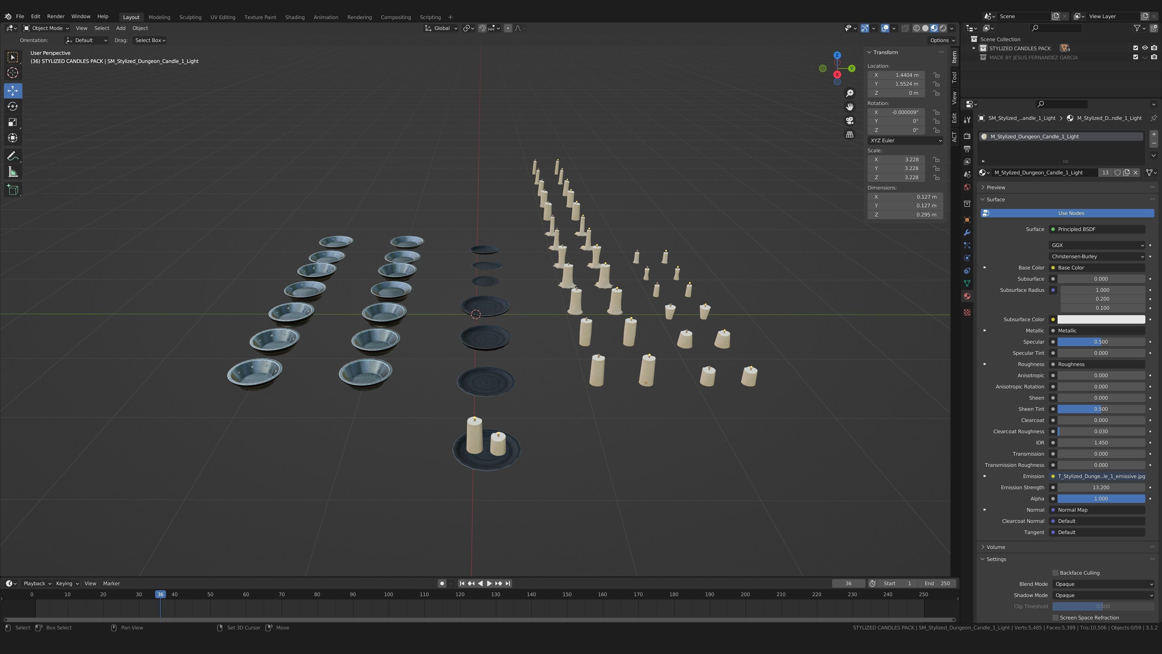 Stylized PBR Candles Pack Low-poly 3D model_4