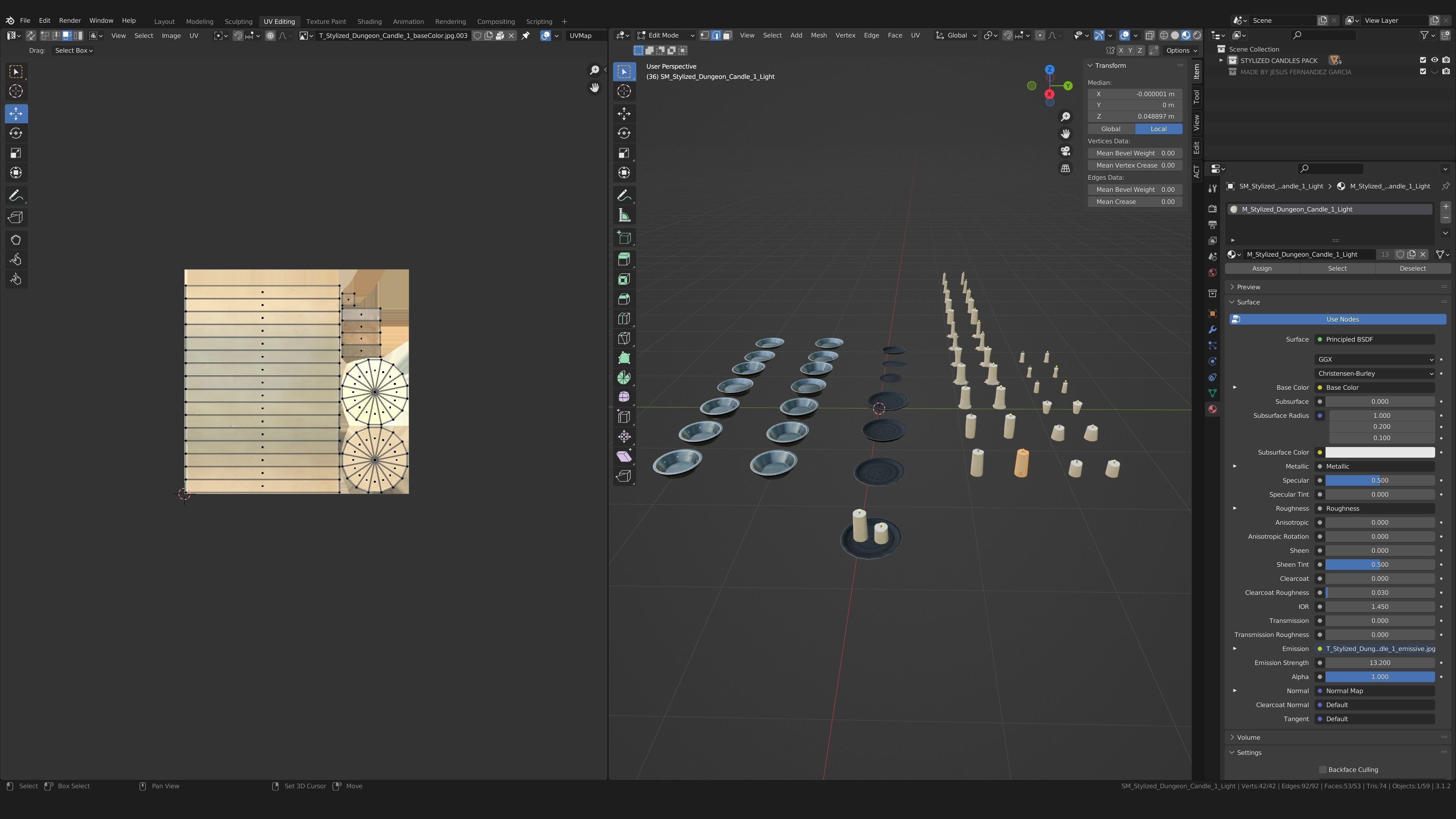 Stylized PBR Candles Pack Low-poly 3D model_5